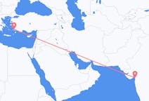 出发地 印度苏拉特目的地 土耳其哈利卡那索斯的航班