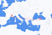 Flyreiser fra Amasya, Tyrkia til Marseille, Frankrike