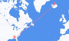 Flyreiser fra byen Panama by, USA til byen Akureyri, Island