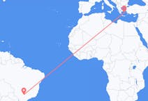 브라질 아라사투바에서 출발해 그리스 낙소스에게(으)로 가는 항공편