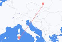 Flug frá Cagliari, Ítalíu til Krakár, Póllandi