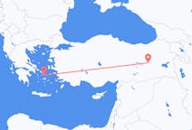 Loty z Bingöl, Turcja z Mykonos (miasto), Grecja